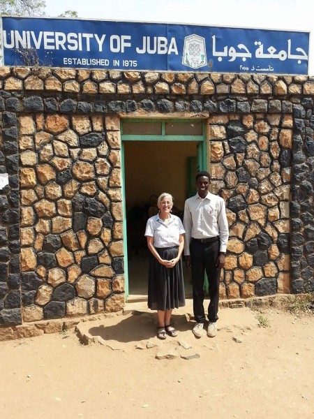 Rebecca Lorins and Gabriel Kiir at the University of Juba.